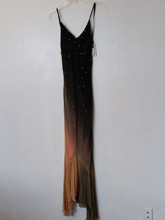 Je Matadi Dresses & Skirts - Vintage Beaded Ombre Spaghetti-Strap Maxi Dress in Black and Tan 606